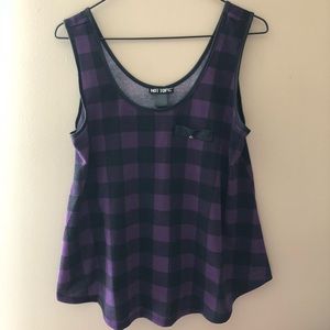 Purple/Black Plaid Open Back Tank | NWOT